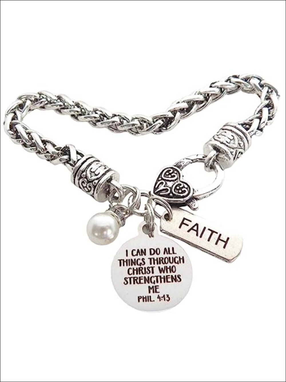 Philippians 4:13 Charm Bracelet Faith Christian Jewelry Gift for Her